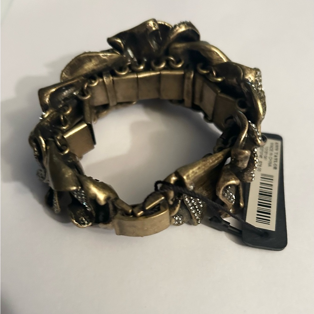 Ann Taylor Antique Gold Floral Crystal Bracelet - Picture 5 of 6